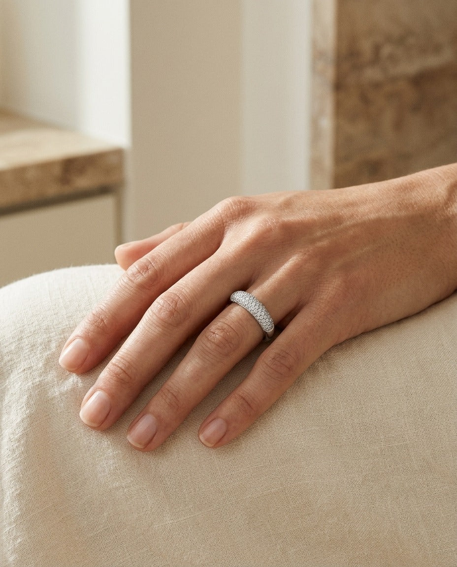 Pave Diamond Band in 14k Gold 1/4 Ct. Tw. — portrait close