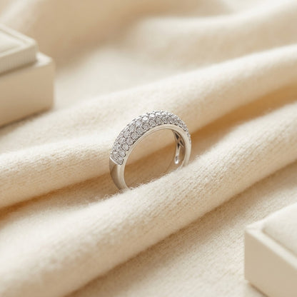 Multi Row Pave Diamond Band in 14k Gold (3/4 Ct. Tw.) — textile flat lay
