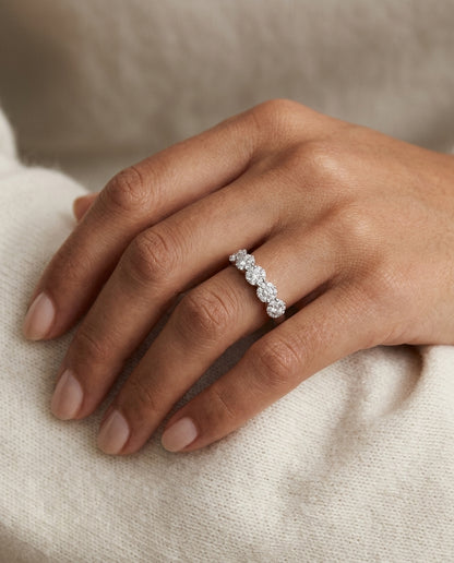 Diamond Cluster 5-stone Ring In 14k White Gold — editorial close-up
