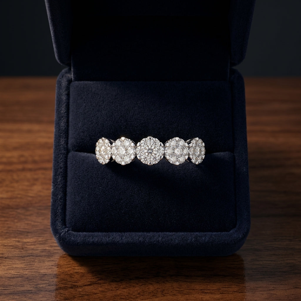 Diamond Cluster 5-stone Ring In 14k White Gold — gift presentation