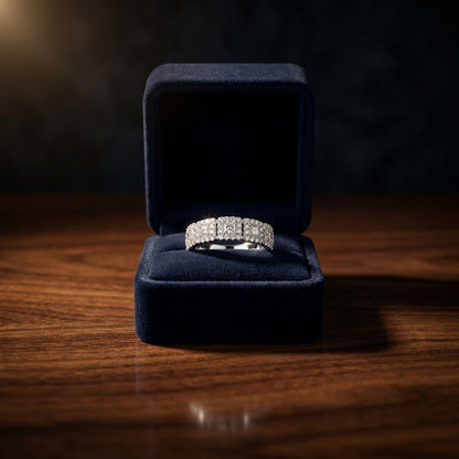 Diamond Square Halo Band In 14k White Gold — gift presentation