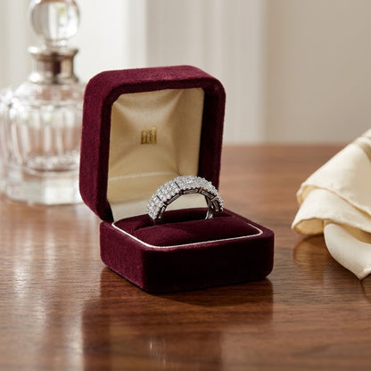 Diamond Square Halo Band in 14k White Gold — velvet box