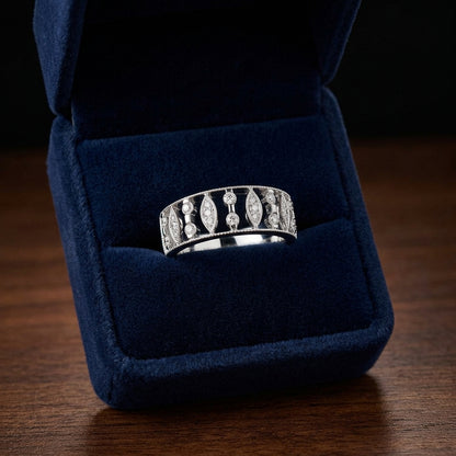 Diamond Open Leaf Design Band In 14k White Gold (1/3 Ct.tw.) — gift presentation