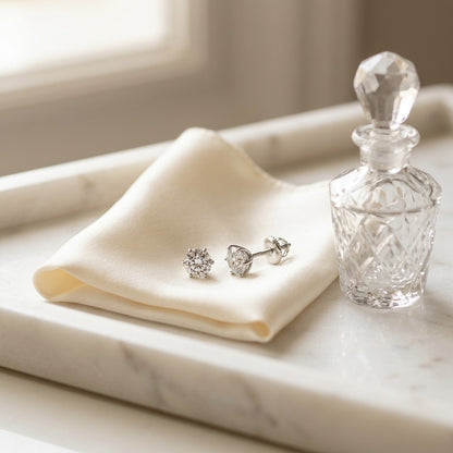 Diamond 6-prong Round Stud 14k White Gold — marble silk