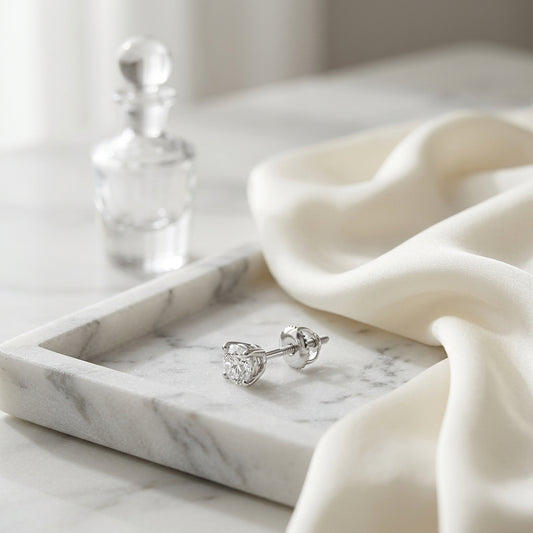 Diamond Round 4-prong Stud Earrings With Screwbacks In 14k White Gold (0.48 Ctw) — atelier still life