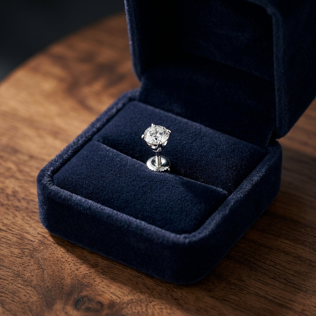 Diamond Round 4-prong Stud Earrings With Screwbacks In 14k White Gold (0.48 Ctw) — gift presentation