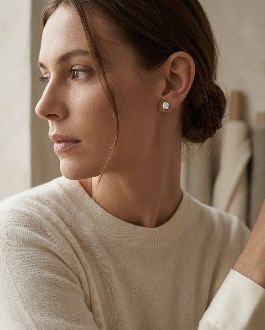 14k White Gold 5/8ct Tdw Diamond Round Stud Earrings (h-i, I1-i2) — editorial close-up