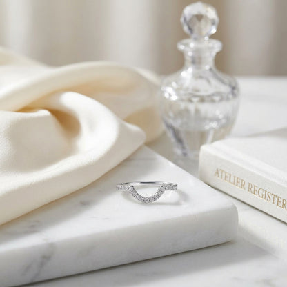 Diamond Pave Notched Band In 14k White Gold — atelier still life