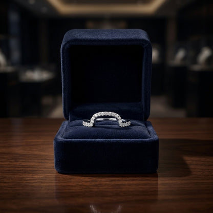 Diamond Pave Notched Band In 14k White Gold — gift presentation