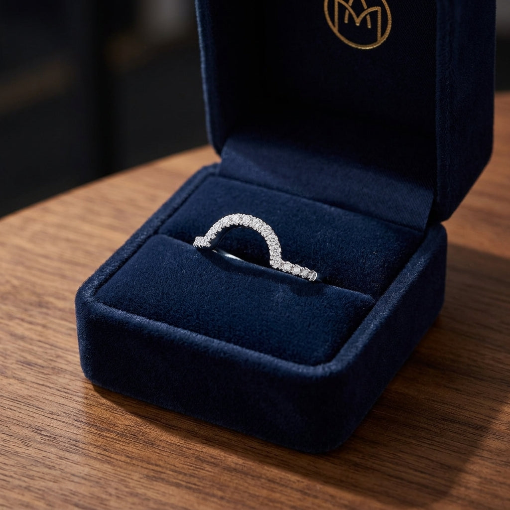 Diamond Pave Notched Band In 14k White Gold — gift presentation