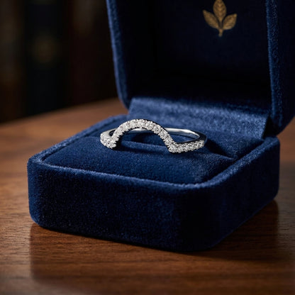 Diamond Pave Notched Band In 14k White Gold — gift presentation