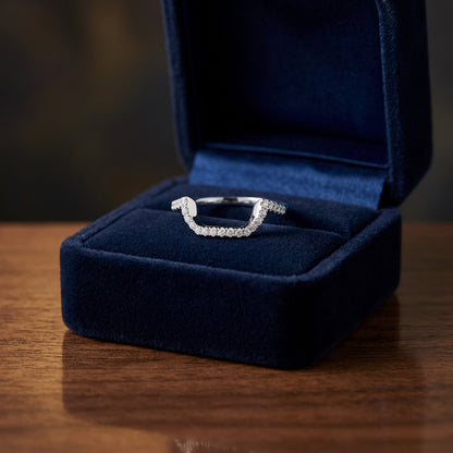 Diamond Pave Notched Band In 14k White Gold — gift presentation