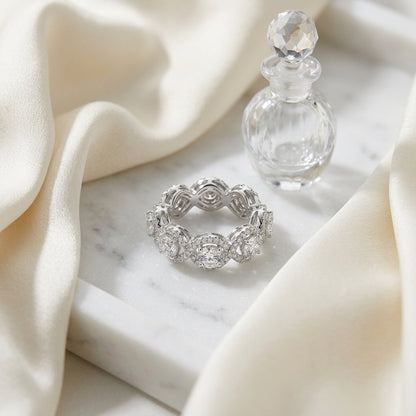 Five Stone Halo Diamond Band Ring in 14k White Gold 1-3/8ctw — atelier still life