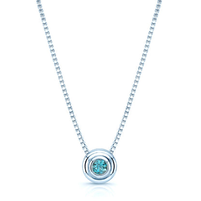 Blue Topaz Bezel Set In 14k White Gold Pendant