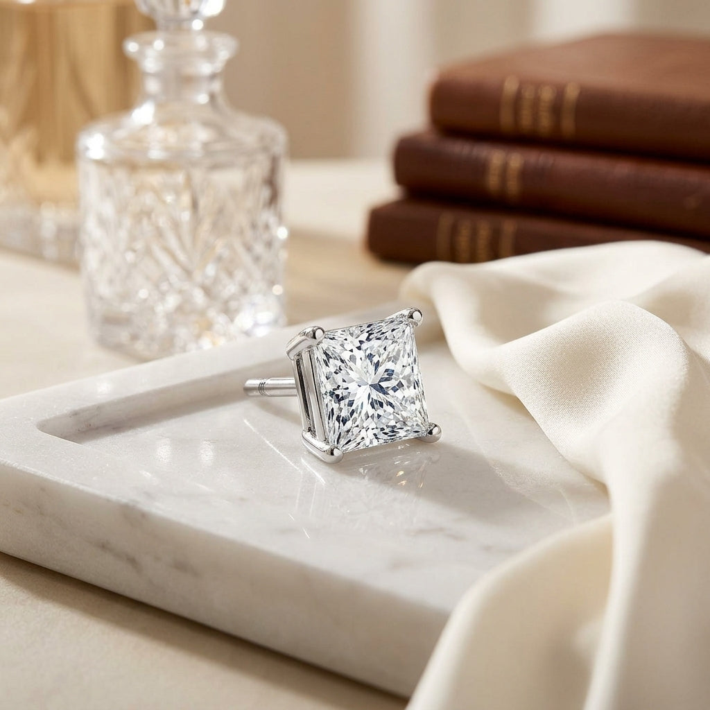 Diamond 4-Prong Princess Studs 2.01ctw 14K White Gold H VS1