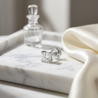 Diamond Princess 4-prong Studs 14k White Gold — atelier still life