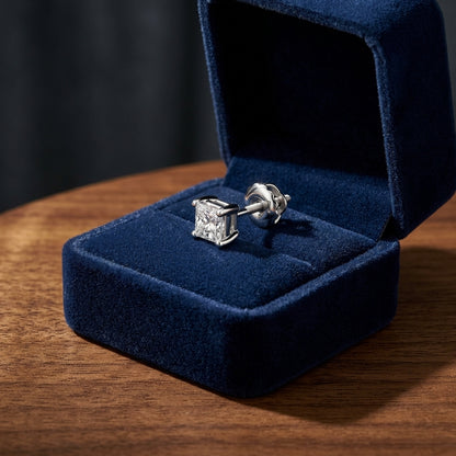 Diamond Princess 4-prong Studs 14k White Gold — gift presentation