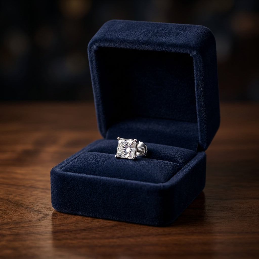 Diamond Princess Cut Stud Earrings In 14k White Gold (1.40 Ctw) — gift presentation