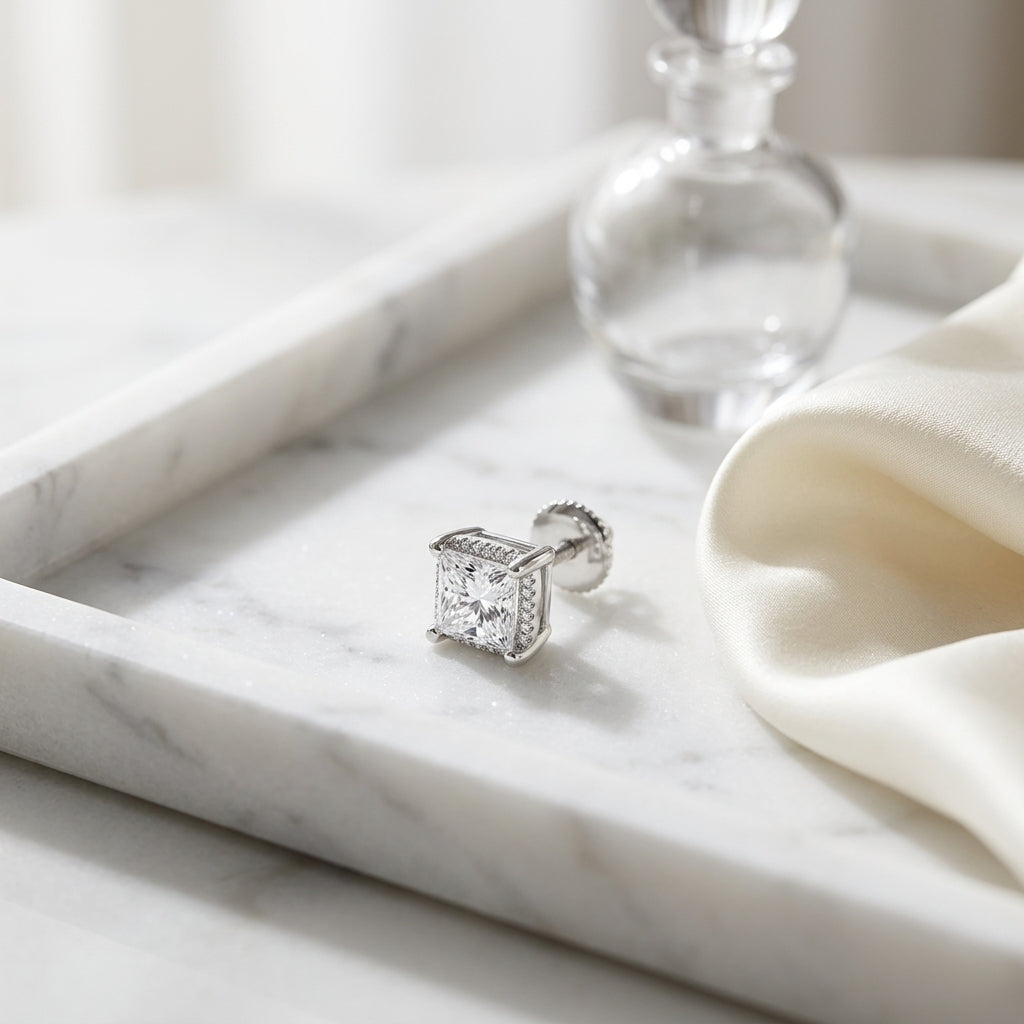 Princess Cut Diamond Stud Earrings In 14k White Gold (2 Ct.tw.) — atelier still life