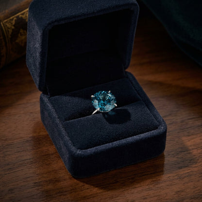 Blue Topaz Round 4-Prong Stud Earrings with Screwbacks 6mm in 14K White Gold - presentation