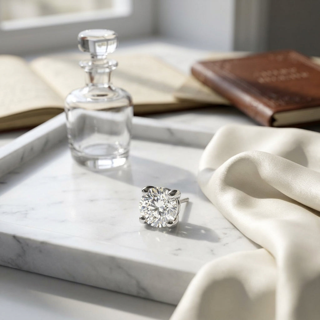 14k White Gold 4-prong Round Diamond Stud Earrings 0.50 Ct. Tw. (i, Vs2) — atelier still life