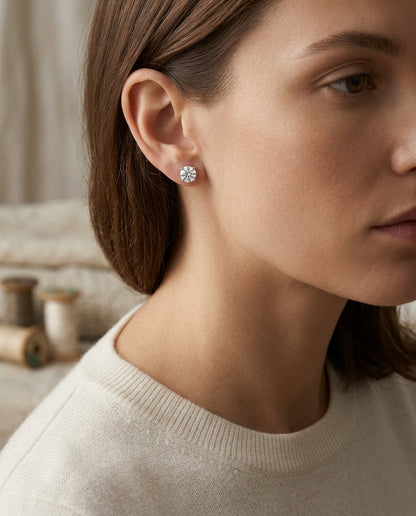 Diamond Round 4-prong Stud Earrings With Screwbacks In 14k White Gold (0.25 Ctw) — editorial close-up