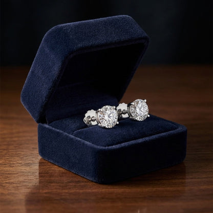 14k White Gold 4-prong Round Diamond Stud Earrings 1 1/5 Ct. Tw — gift presentation