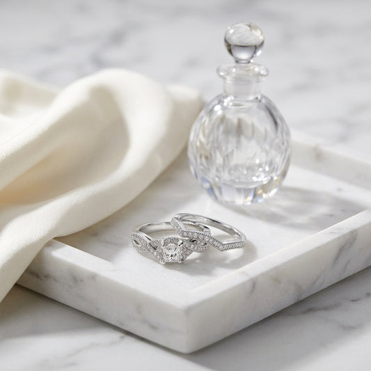 Diamond Bridal Set In 14k White Gold (1 Ct.tw.) — atelier still life