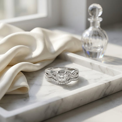 Diamond Bridal Set Semi In 14k White Gold (1/2ct.tw.) — atelier still life
