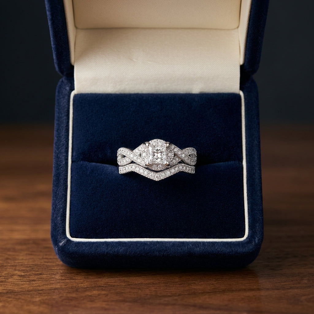 Diamond Bridal Set Semi In 14k White Gold (1/2ct.tw.) — gift presentation