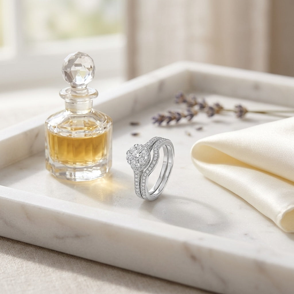 Diamond Filligree Trellis Eng Ring In 14k White Gold — marble silk