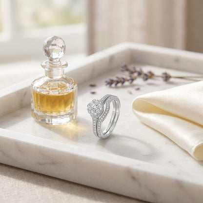 Diamond Filligree Trellis Eng Ring In 14k White Gold — marble silk