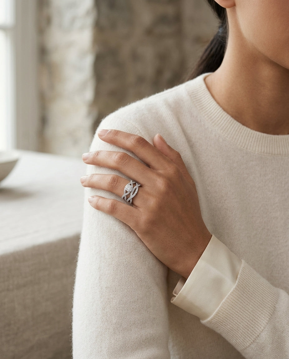 Diamond Infinity Eng Ring In 14k White Gold — editorial close-up
