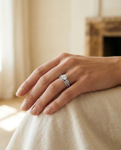 Diamond Wedding Set Semi Mount in 14k White Gold (0.45ctw) — portrait close
