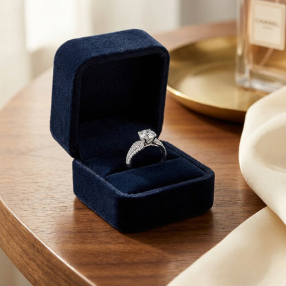 Diamond Wedding Set Semi Mount in 14k White Gold (0.45ctw) — velvet box