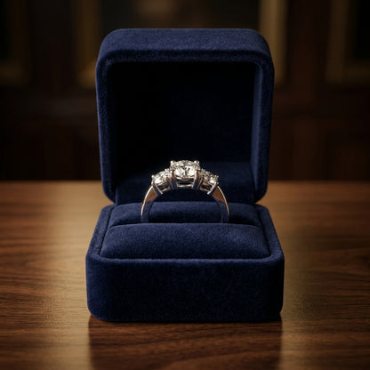 3 Stone Brilliant Diamond Ring In 14k White Gold (1 Ct. Tw.) — gift presentation