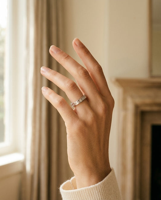 Diamond Baguette East-West Setting Eternity Band in 14k White Gold (1.60ctw) Size 6 — portrait close