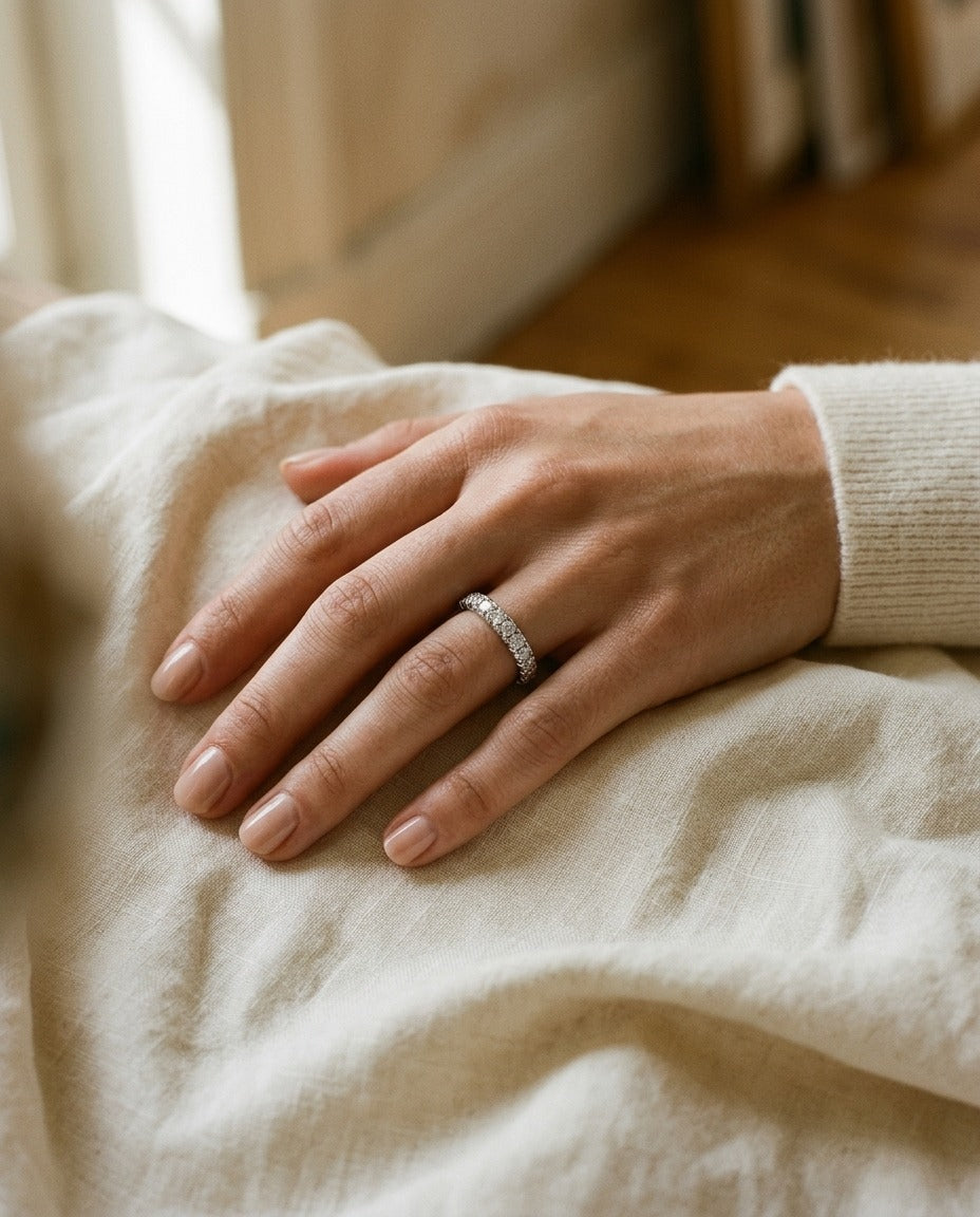 Diamond Eternity Band in 14k White Gold (3/4 Ct. Tw.) — portrait close