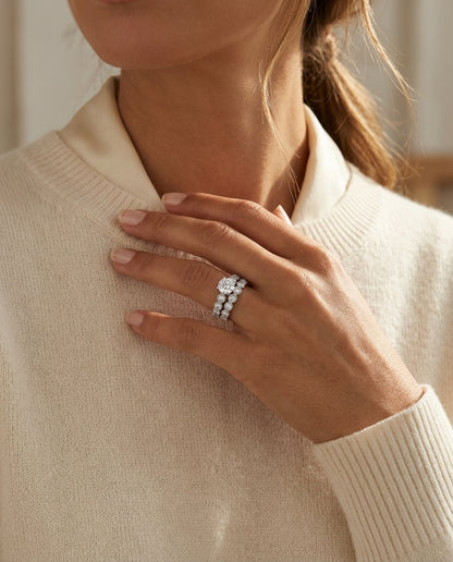 Diamond Wedding Set With 1/2ct Round Center In 14k White Gold — editorial close-up