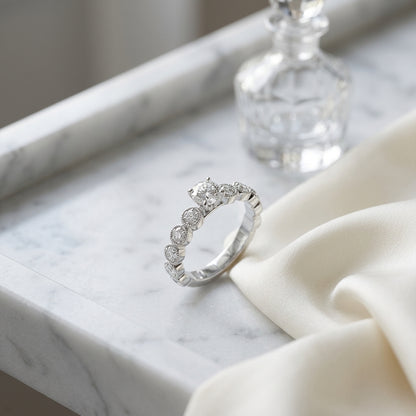 Diamond Wedding Set Semi Mount With 1/2 Ct Round Head In 14k White Gold — atelier still life