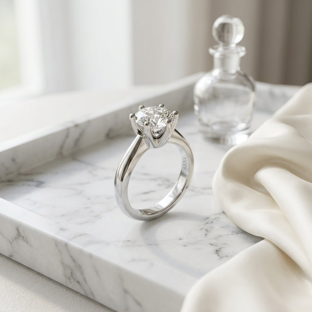 Diamond Round Solitaire Ring In 14k White Gold (1.00 Ct Igi) — atelier still life