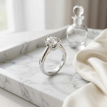 Diamond Round Solitaire Ring In 14k White Gold (1.00 Ct Igi) — atelier still life