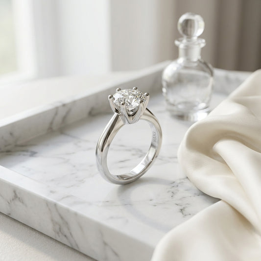 Diamond Round Solitaire Ring In 14k White Gold (1.00 Ct Igi) — atelier still life