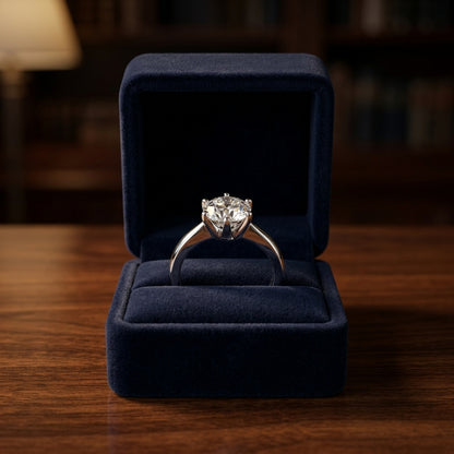 Diamond Round Solitaire Ring In 14k White Gold (1.00 Ct Igi) — gift presentation