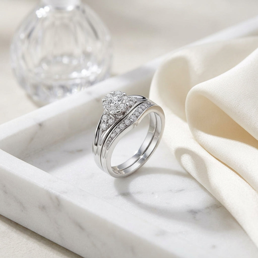Diamond Chevron Wed Set In 14k White Gold — atelier still life