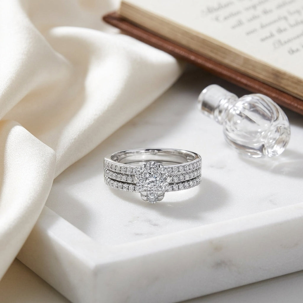Diamond Pave Double Row Band In 14k White Gold — atelier still life