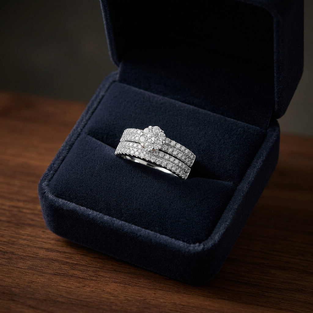 Diamond Pave Double Row Eng Ring In 14k White Gold — gift presentation
