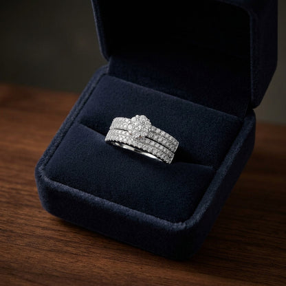 Diamond Pave Double Row Eng Ring In 14k White Gold — gift presentation