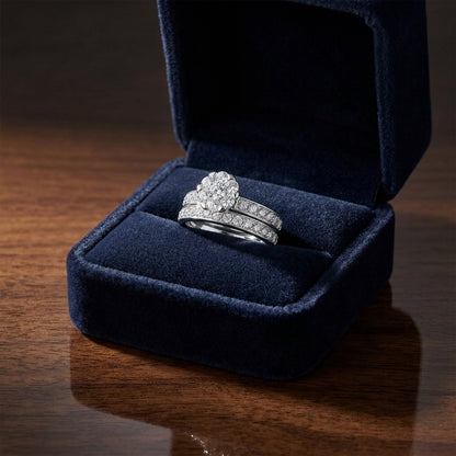 Coronet 2-1/2ct Equiv Bridal Set 14k White Gold — gift presentation