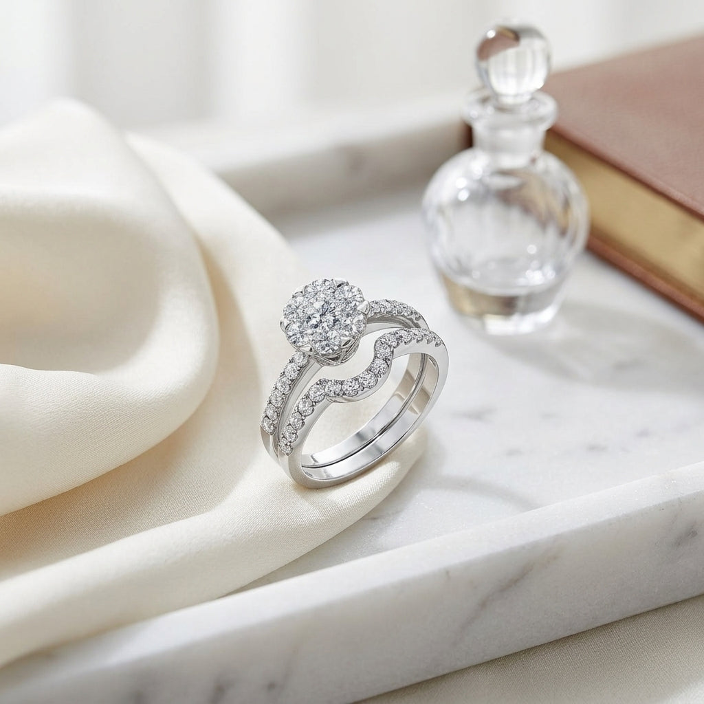 Diamond Pave Wed Set In 14k White Gold — atelier still life